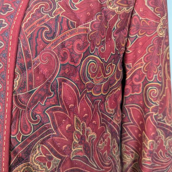 90s Vintage Coldwater Creek Plaid Quilted Jacket Rust Red Brown Size 16 - Picture 10 of 16